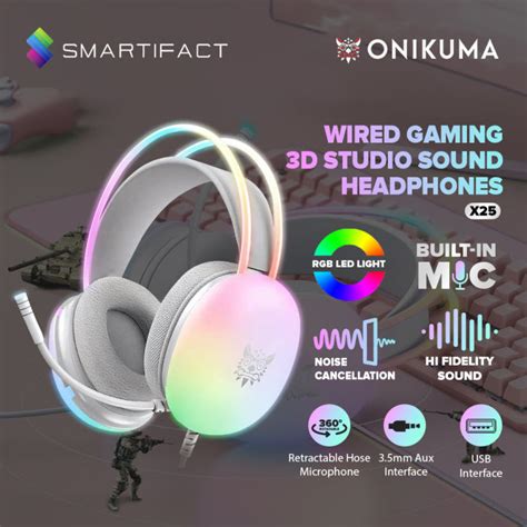 Onikuma X White Rgb Light Double Head Beam Noise Cancelling