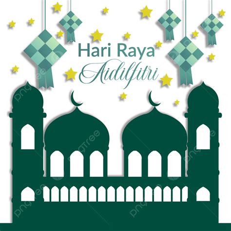 Gambar Konsep Hari Raya Aidilfitri Reka Bentuk Rata Bulan Kareem