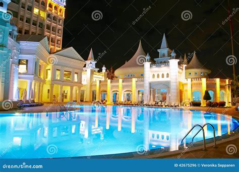 Beautiful Resort Pool at Night Stock Photo - Image of night, mansion: 42675296