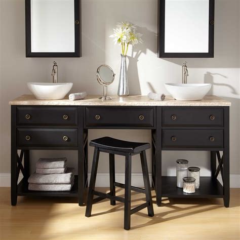 Double Sink Bathroom Vanity With Makeup Area - Mugeek Vidalondon