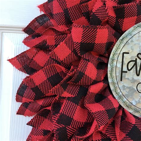 Buffalo Plaid Christmas Wreath For Front Door Etsy Buffalo Plaid