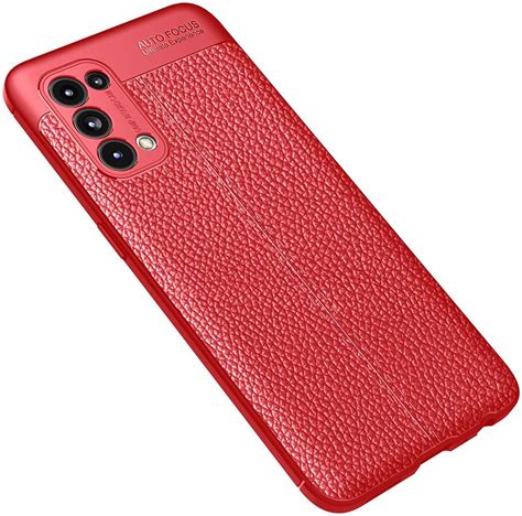 Oppo Find X3 Lite Reno5 Hoesje TPU Kunstleren Coating Cover Rood