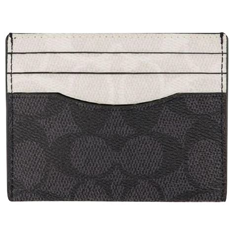 Coach Porte Cartes Signature En Toile Enduite Noire Gris Ref 748919