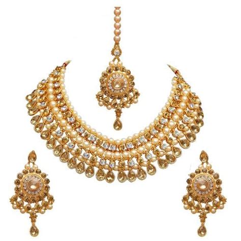 Buy Lucky Jewellery Designer Golden Color Gold Plated Pearl And Stone