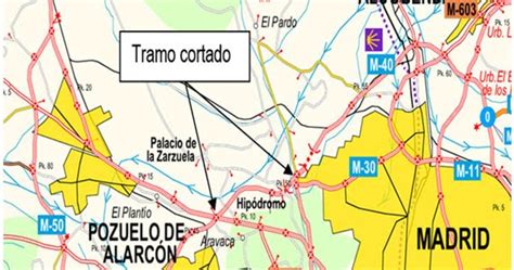 Corte de tráfico en la M 40 entre la A 6 y los túneles de El Pardo