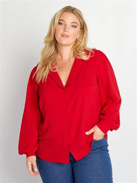 Chemisier Fluide Col Tailleur Rouge Kiabi