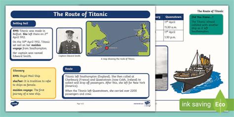 FREE KS1 Route Of Titanic Fact File Lehrer Gemacht