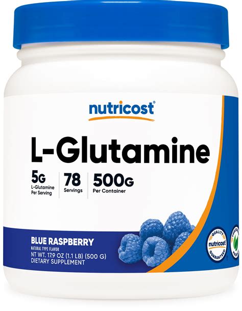 Nutricost L Glutamine Amino Acid Powder 500 Grams Blue Raspberry