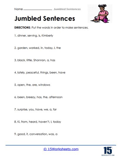 Jumbled Sentences Worksheets