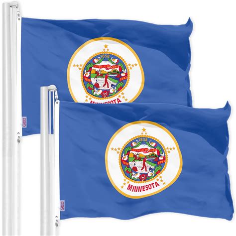 G128 2 Pack Minnesota Mn State Flag 3x5 Ft Printed 150d Polyester