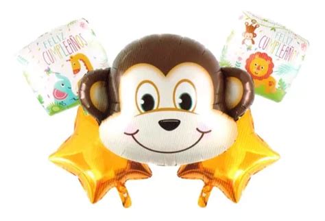 Globos Fiesta Changuito Estrellas Feliz Cumplea Os Monito