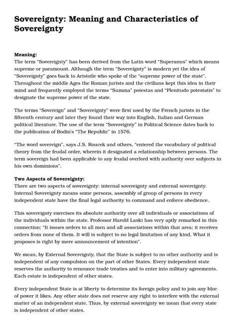 Sovereignty Lecture Notes 2 Sovereignty Meaning And