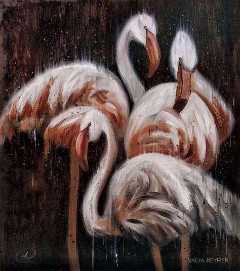 Three Flamingos Painting By Valentina Reymer Brazhnikova Saatchi Art