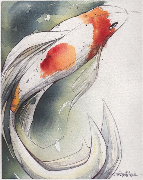 Koi Loosely Depicted With Watercolor Dessin Poisson Carpe Koi