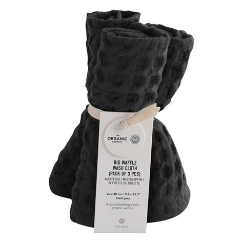 The Organic Company Big Waffle Mini Towel Pcs Dark Grey Finnish