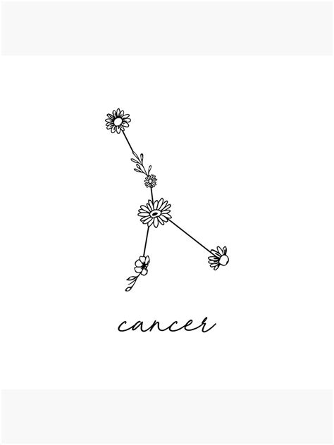 Cancer Zodiac Wildflower Constellation Poster Sticker For Sale By