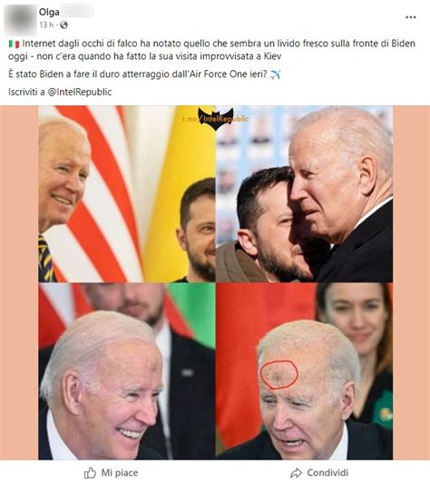 No Il segno sulla fronte di Joe Biden non è un livido dovuto alla