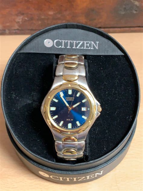 Gents Citizen Wr50 Quartz Two Tone Wrist Watch Silver And Gold Etsy