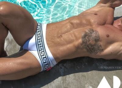 New Men S Sexy White Danny Miami Greek Key Low Rise Bikini Swim Brief Gay Ebay