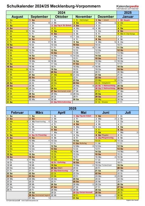 Schulkalender Mecklenburg Vorpommern F R Pdf