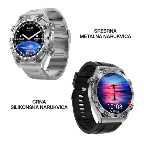 Smart Watch Dt Ultramate Srebrni Crna Silikonska I Srebrna Metalna