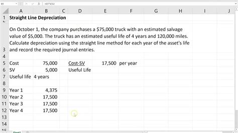 Straight Line Depreciation Calculation And Journal Entries YouTube