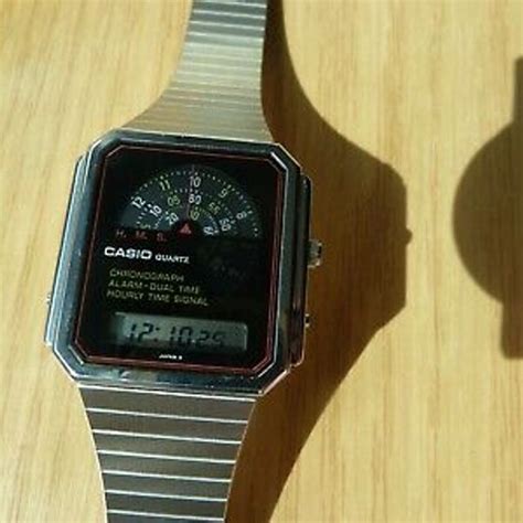 Vintage Casio Lcd Watch Aq 440 Rotating Discs Module 307 With Box