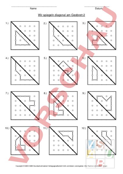 Arbeitsblatt Diagonal Spiegeln Geometrie Spieglen