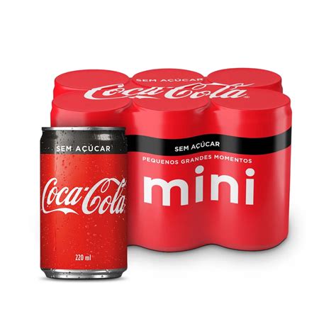 Pack 6 Refrigerantes Coca Cola sem Açúcar Lata 220ml