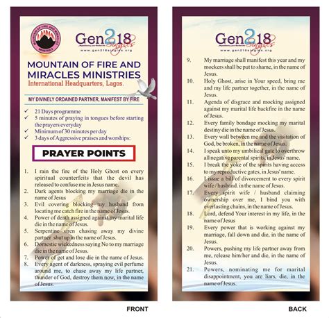 Prayer Points Mountain Of Fire And Miracles Ministries Deliverance