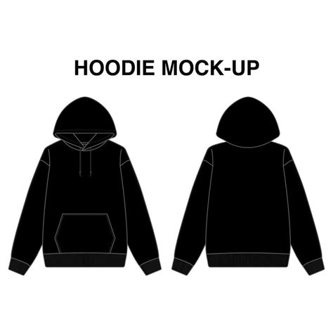 Blank Hoodie Mock-up Template Vector , Front and Back View, Realistic ...