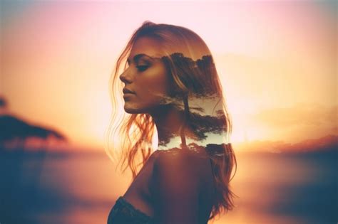 Premium AI Image Summer Themed Double Exposure Bikini Portrait