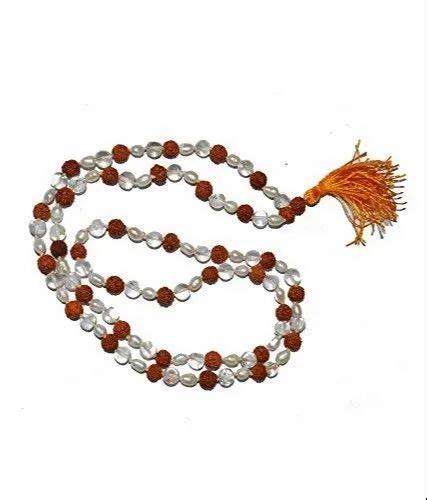 White Rudraksh Sphatik Moti Japa Mala Number Of Mukhi 5 Mukhi Shape