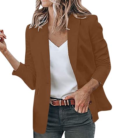 Blazers For Women Business Casual Ladies Fashion Casual Solid Color Long Sleeve Lapel Suit Style