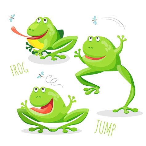 Funny smiling jumping frog | Premium Vector