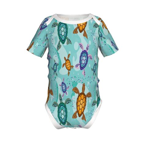 Adobk Turtles And Sea Print Baby Climbing Clothesjumpsuit Rompers