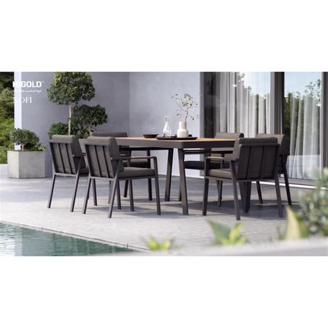 Higold 9 Delig NOFI DINNIG SET CHARCOAL TEAK Cushions Stigter