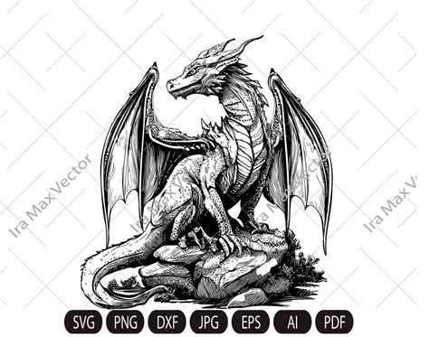 Dragon Svg Dragon Sitting Dragon Detailed Dragon Clipart Dragon