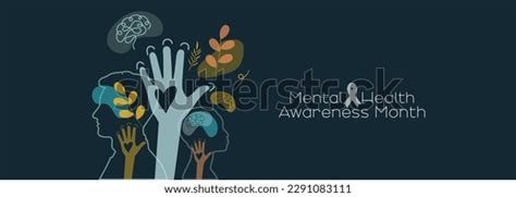 Mental Health Awareness Month Banner Stock Vector (Royalty Free ...