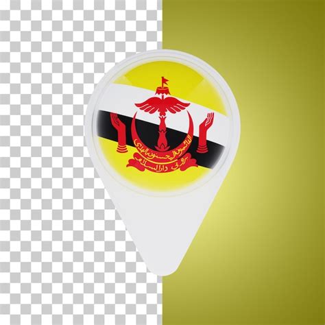 Brunei bandera pin mapa ubicación ilustración 3d Archivo PSD Premium