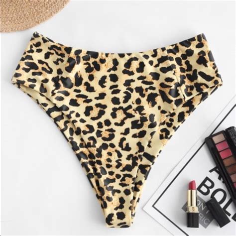 Leopard Print Bandeau With High Leg Bikini Set Bikinis High Leg Bikini