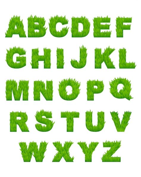 Letras De Grama Verde Do Alfabeto Vetor Premium