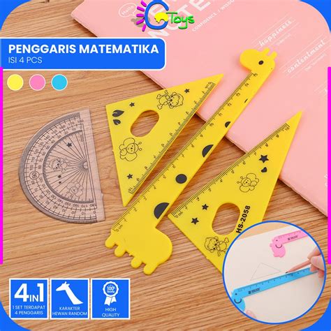 Jual Cr A66 Penggaris Plastik 15cm Set Isi 4 Alat Tulis Sekolah Kantor