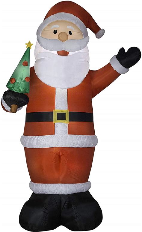 Gemmy 12 Airblown Santa Holding Tree Christmas Inflatable