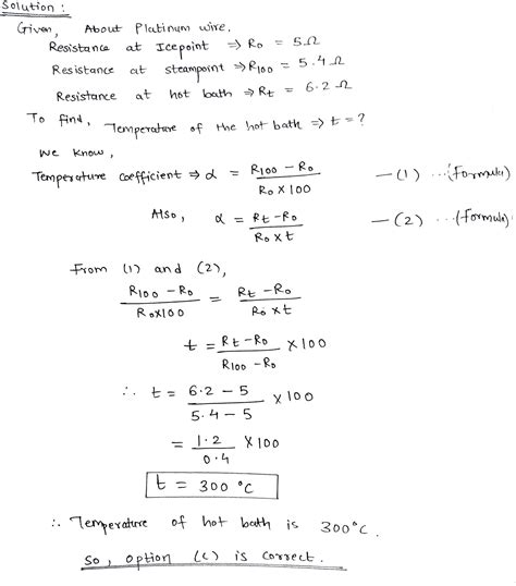 The resistance of a platinum wire of a platinum resistance thermometer ...