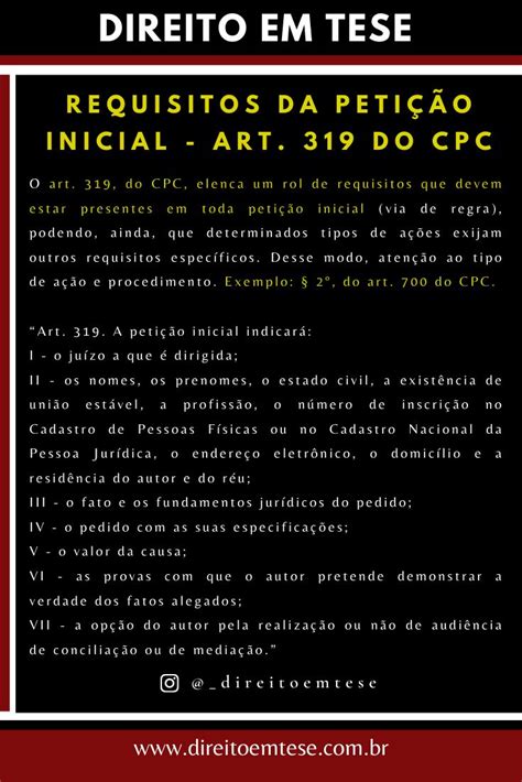 Requisitos da petição inicial art 319 do CPC 15 Petição inicial