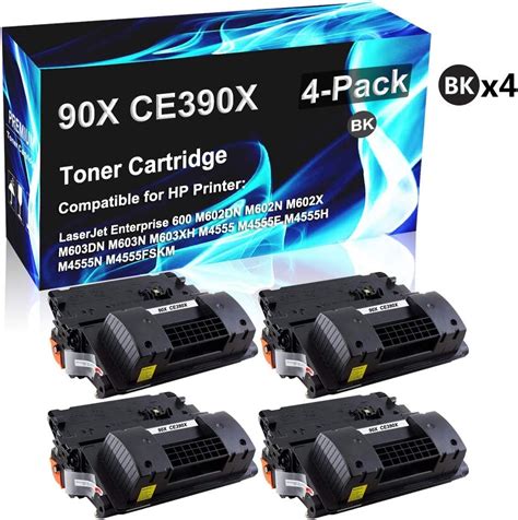 Amazon 4 Pack Compatible 90X CE390X Toner Cartridge Use For HP