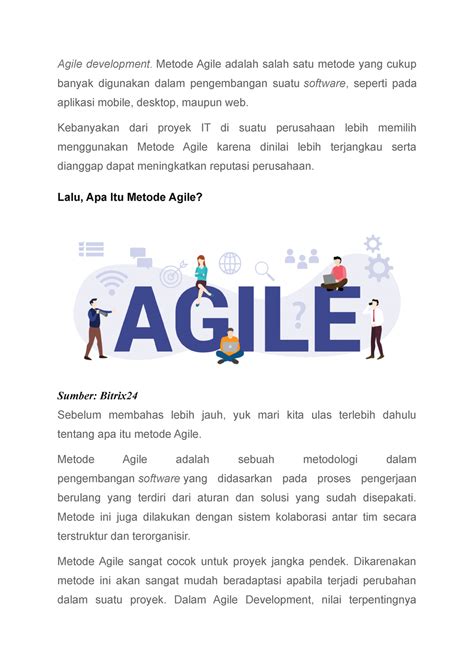 Agile Development Metode Agile Adalah Salah Satu Metode Yang Cukup Banyak Digunakan Dalam