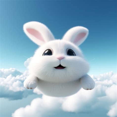 Premium AI Image | a white bunny flying in the sky