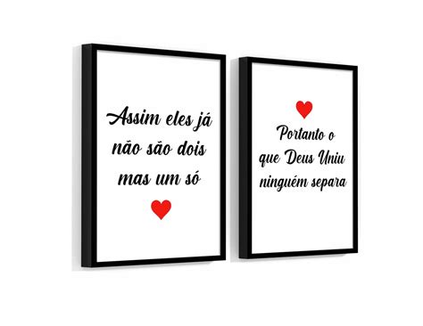 Kit Quadros Casal Oque Deus Uniu Ningu M Separa X Cm Elo